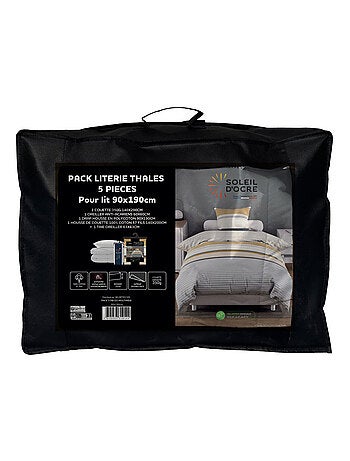 Ensemble couette et parure 5 Pièces THALES pour lit en 90x190 cm, par Soleil d'ocre