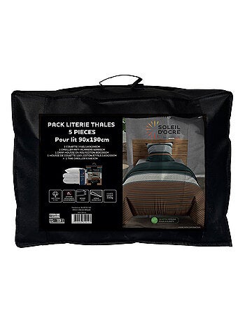 Ensemble couette et parure 5 Pièces THALES pour lit en 90x190 cm, par Soleil d'ocre