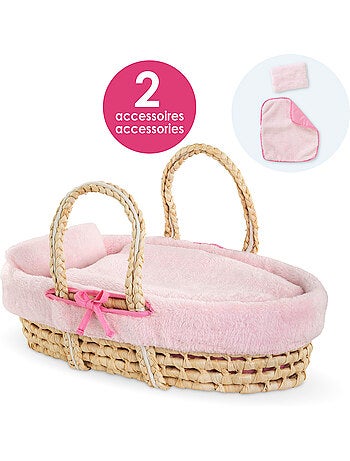 Ensemble Couffin Peluche Rose pour poupon de 36 et 42 cm
