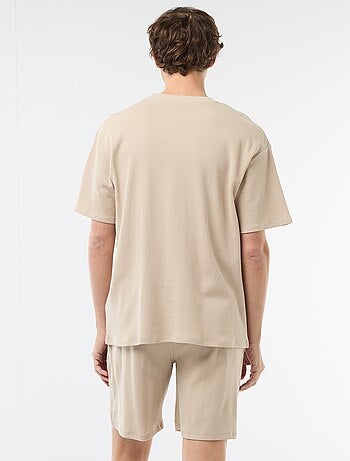 Ensemble court de pyjama en nid d'abeilles - 2 pièces