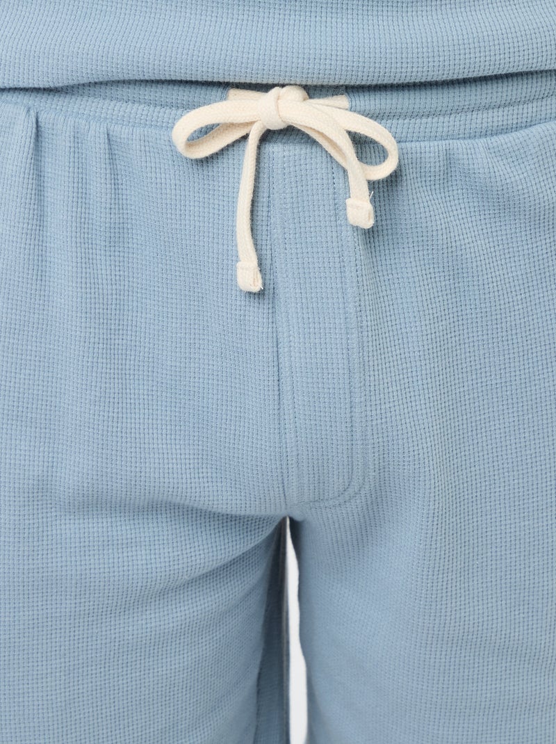 Ensemble court de pyjama en nid d'abeilles - 2 pièces Bleu - Kiabi