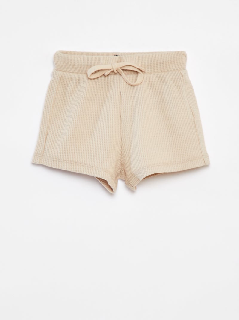 Ensemble court t-shirt + short + bob - 3 pièces BEIGE - Kiabi
