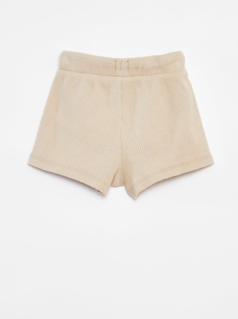 Ensemble court t-shirt + short + bob - 3 pièces BEIGE - Kiabi