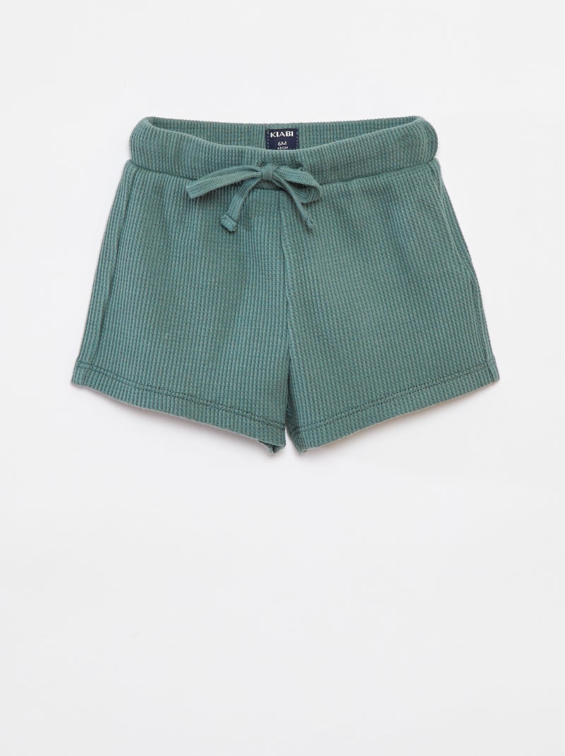 Ensemble court t-shirt + short + bob - 3 pièces VERT - Kiabi