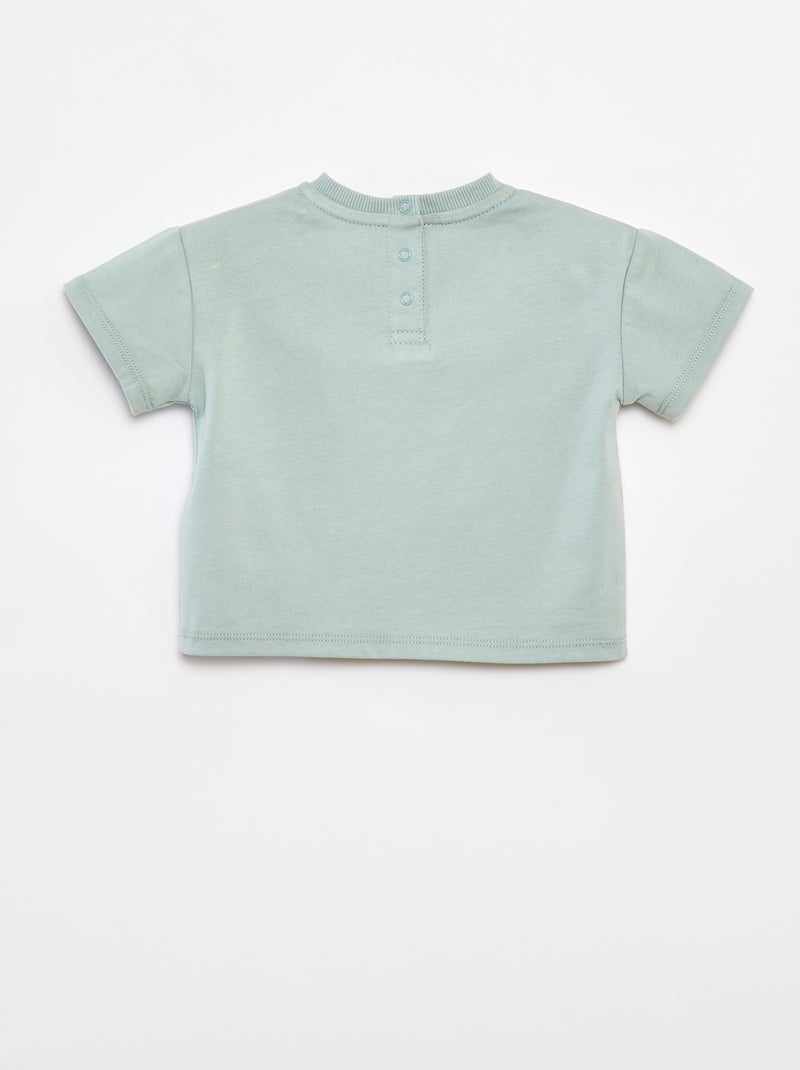 Ensemble court t-shirt + short + bob - 3 pièces VERT - Kiabi