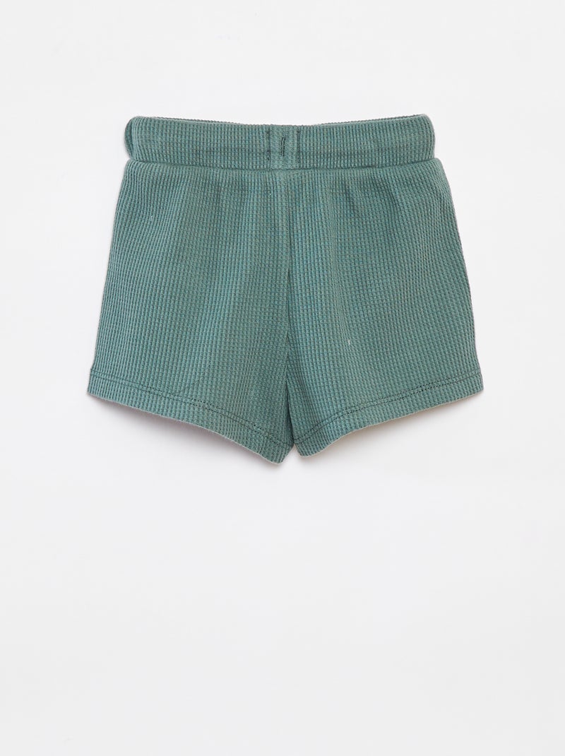 Ensemble court t-shirt + short + bob - 3 pièces VERT - Kiabi