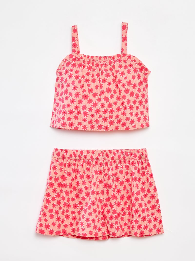 Ensemble court top + short - 2 pièces Rose - Kiabi