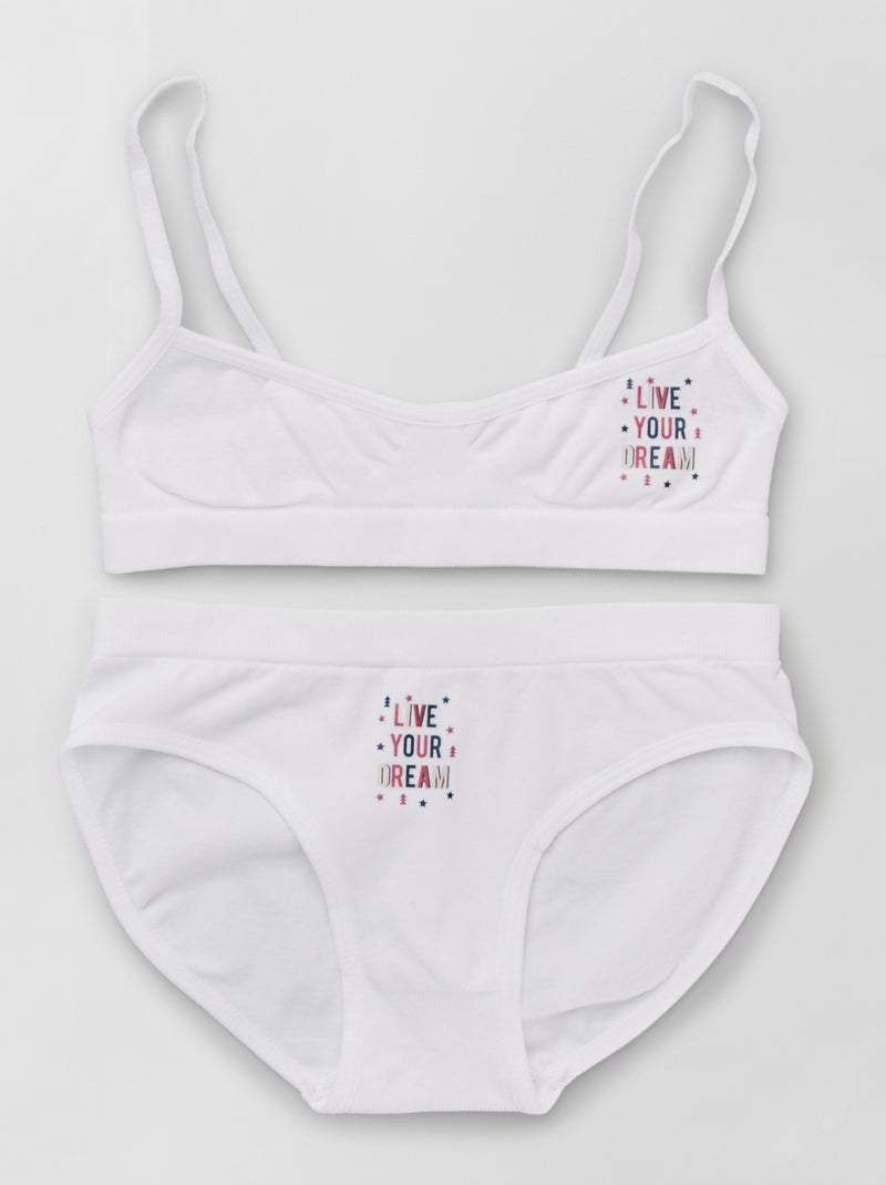 Ensemble culotte + brassière blanc - Kiabi