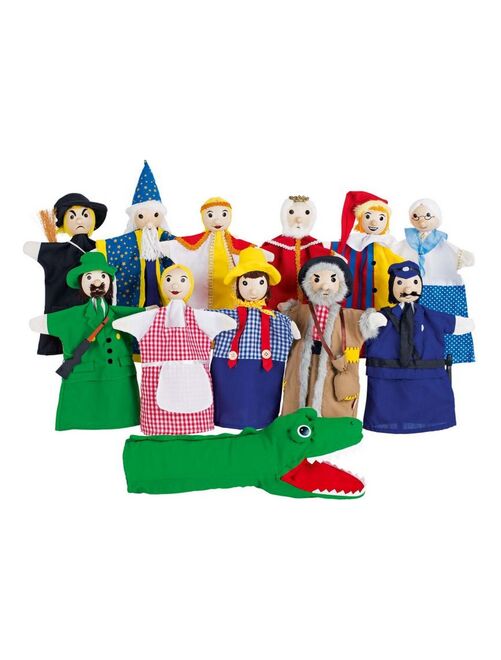 Ensemble de 12 Marionnettes en bois et tissu - Kiabi