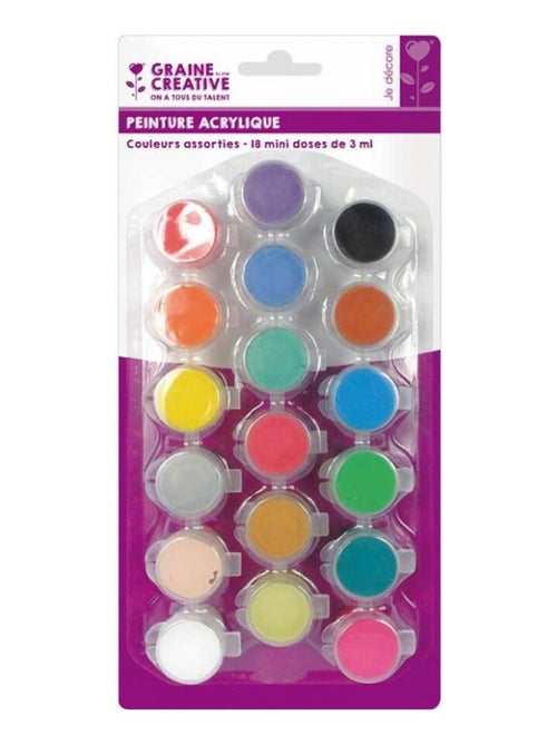 Ensemble de 18 Minidoses de Peinture Acrylique 3ml pour Artisans - Kiabi