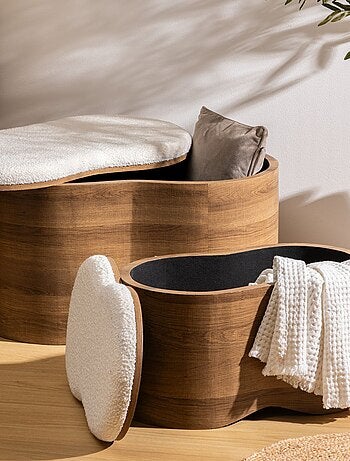 Ensemble de 2 bancs coffres effet bois et bouclette LOE