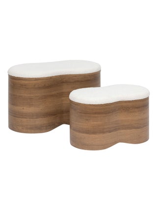 Ensemble de 2 bancs coffres effet bois et bouclette LOE