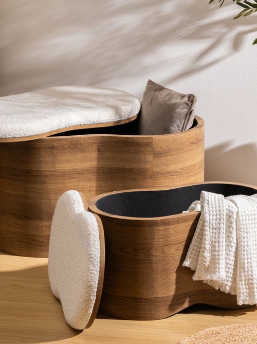 Ensemble de 2 bancs coffres effet bois et bouclette LOE - Kiabi