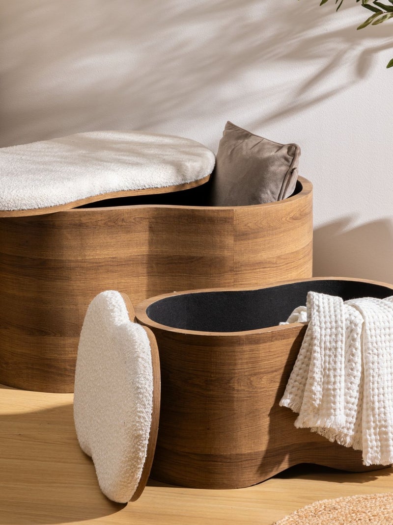 Ensemble de 2 bancs coffres effet bois et bouclette LOE Marron - Kiabi