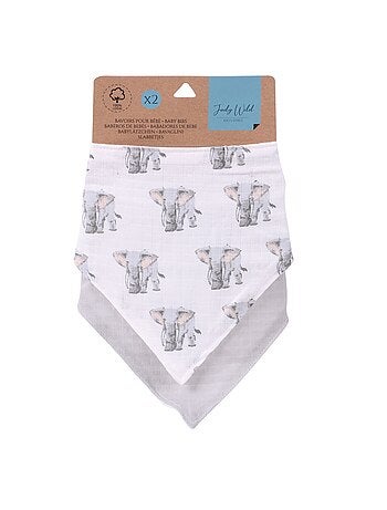 Ensemble de 2 bavoirs bébé 100% coton en forme de bandana
