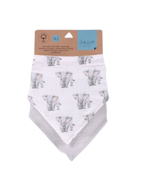 Ensemble de 2 bavoirs bébé 100% coton en forme de bandana - Kiabi Ensemble de 2 bavoirs bébé 100% coton en forme de bandana - Kiabi