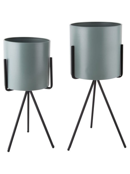 Ensemble de 2 cache-pots sur pied en métal PEDESTRAL - Kiabi