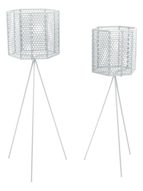 Ensemble de 2 cache-pots sur pieds en métal MESH - Kiabi Ensemble de 2 cache-pots sur pieds en métal MESH - Kiabi