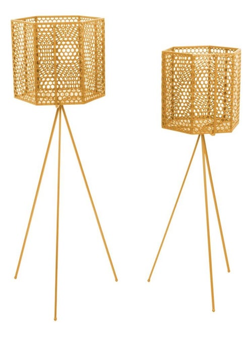 Ensemble de 2 cache-pots sur pieds en métal MESH - Kiabi Ensemble de 2 cache-pots sur pieds en métal MESH - Kiabi