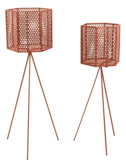 Ensemble de 2 cache-pots sur pieds en métal MESH - Kiabi Ensemble de 2 cache-pots sur pieds en métal MESH - Kiabi