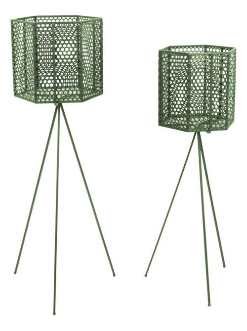 Ensemble de 2 cache-pots sur pieds en métal MESH - Kiabi