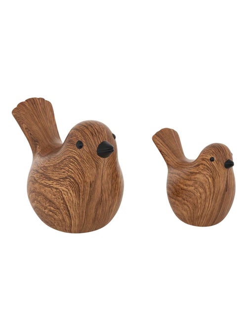 Ensemble de 2 oiseaux en céramique imitation bois - Kiabi