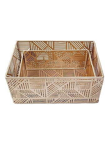 Ensemble de 2 paniers de rangement en métal ajouré ART DÉCO