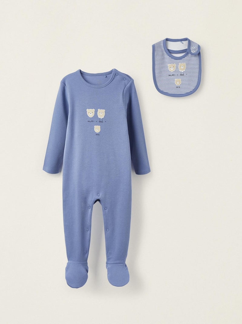 Ensemble de 2 Pièces en Coton pour Nouveau-Né 'Oursons' manches longues  ESSENTIALS LINE Bleu - Kiabi