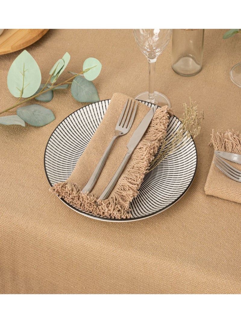 Ensemble de 2 serviettes de table à franges MAHA Beige - Kiabi