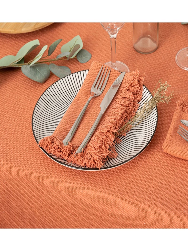 Ensemble de 2 serviettes de table à franges MAHA Rouge - Kiabi