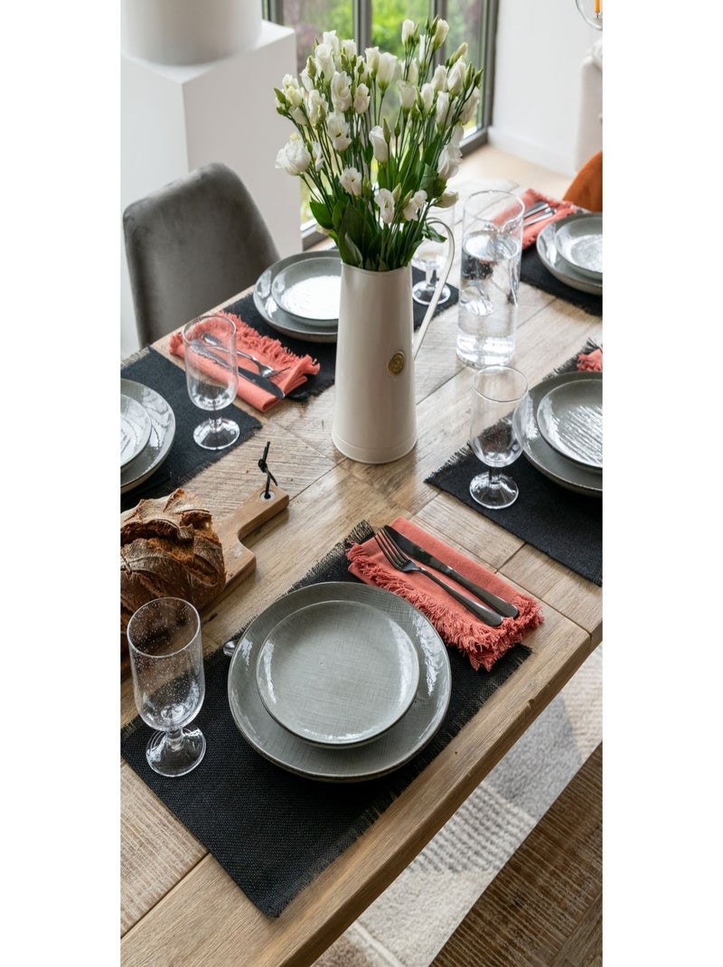 Ensemble de 2 serviettes de table à franges MAHA Rouge - Kiabi