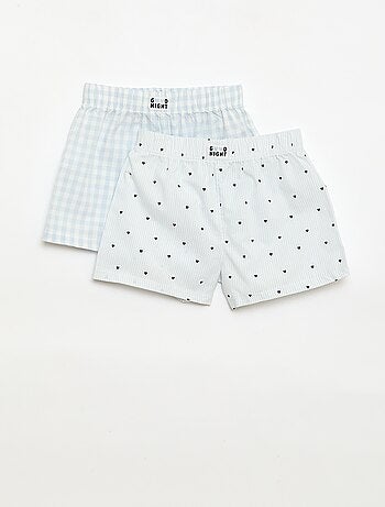 Ensemble de 2 shorts de nuit en popeline de coton