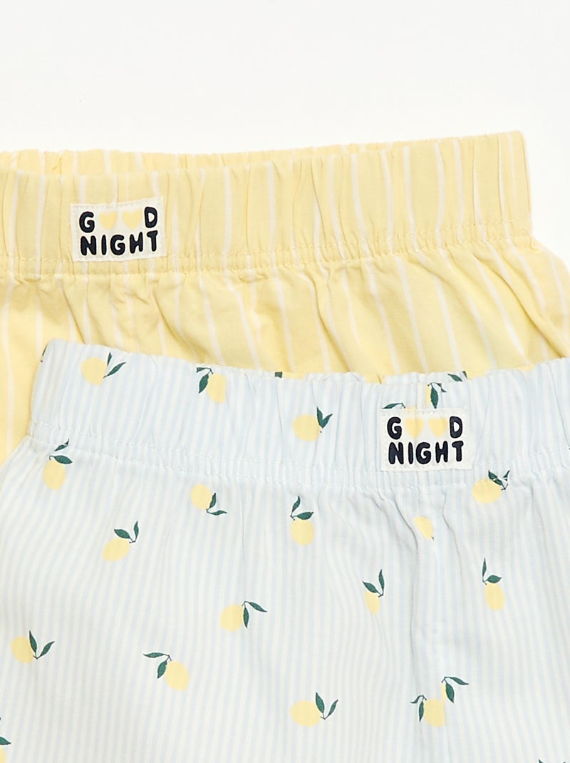 Ensemble de 2 shorts de nuit en popeline de coton Jaune - Kiabi