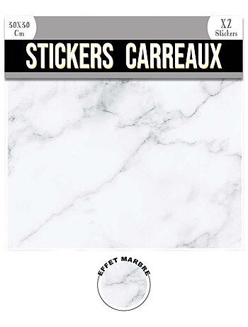 Ensemble de 2 stickers carrés effet marbre clair