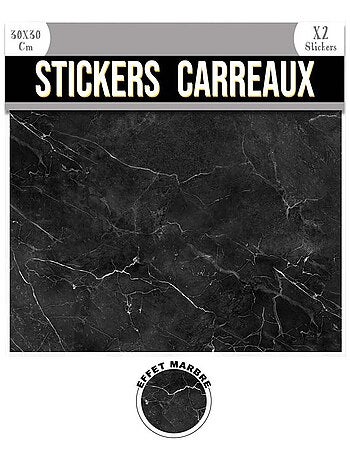 Ensemble de 2 stickers carrés effet marbre foncé