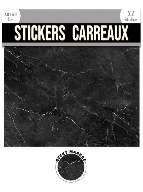 Ensemble de 2 stickers carrés effet marbre foncé - Kiabi Ensemble de 2 stickers carrés effet marbre foncé - Kiabi