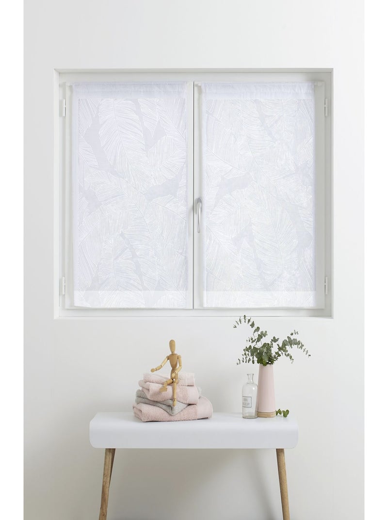 Ensemble de 2 voilages de fenêtre à motifs feuilles DEV Blanc - Kiabi