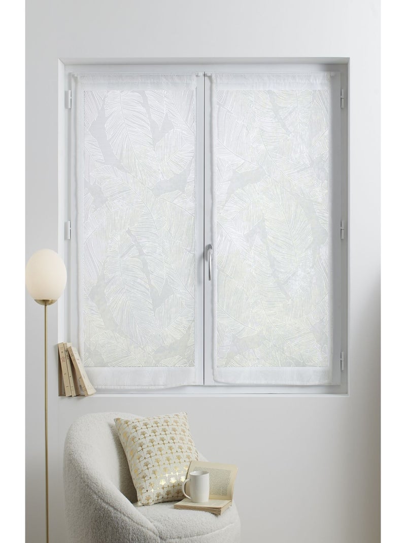 Ensemble de 2 voilages de fenêtre à motifs feuilles DEV Blanc - Kiabi