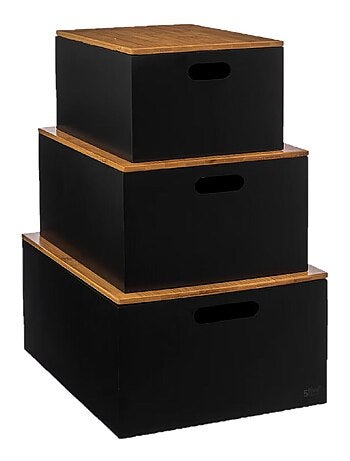 Ensemble de 3 boîtes avec couvercle en bambou BAVA