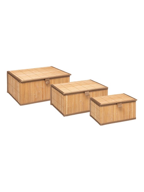 Ensemble de 3 boites rectangulaires en bambou - Kiabi