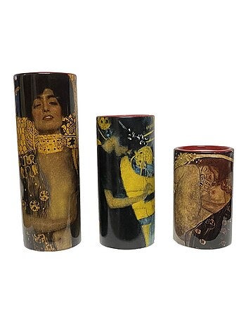 Ensemble de 3 bougeoirs Klimt en céramique