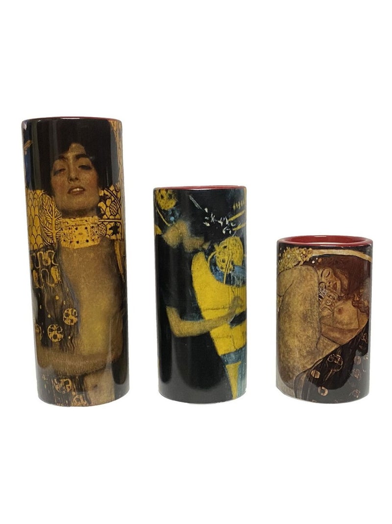 Ensemble de 3 bougeoirs  Klimt en céramique Jaune - Kiabi