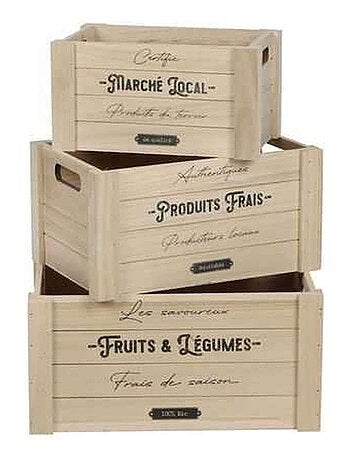 Ensemble de 3 caisses de rangement en bois