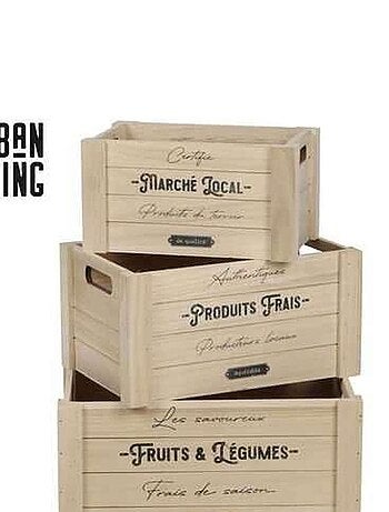 Ensemble de 3 caisses de rangement en bois