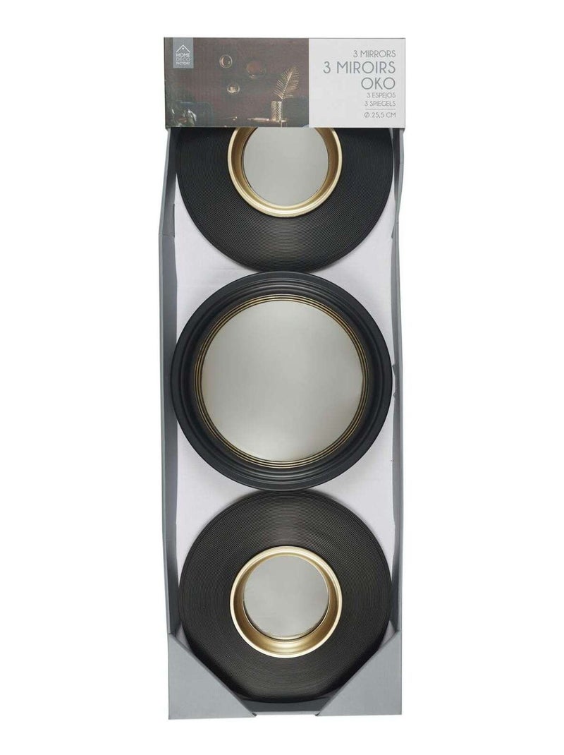 Ensemble de 3 miroirs convexes OKO Noir - Kiabi