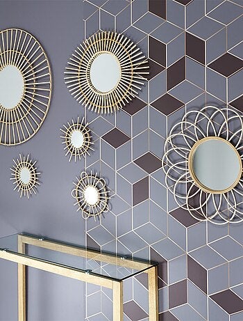 Ensemble de 3 miroirs en rotin