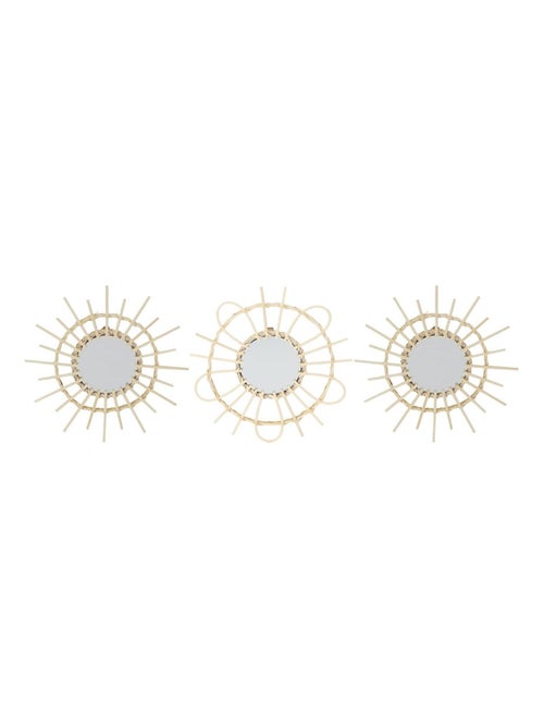 Ensemble de 3 miroirs en rotin - Kiabi