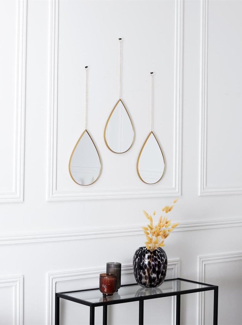 Ensemble de 3 miroirs gouttes suspendus SIXTE Doré/or - Kiabi