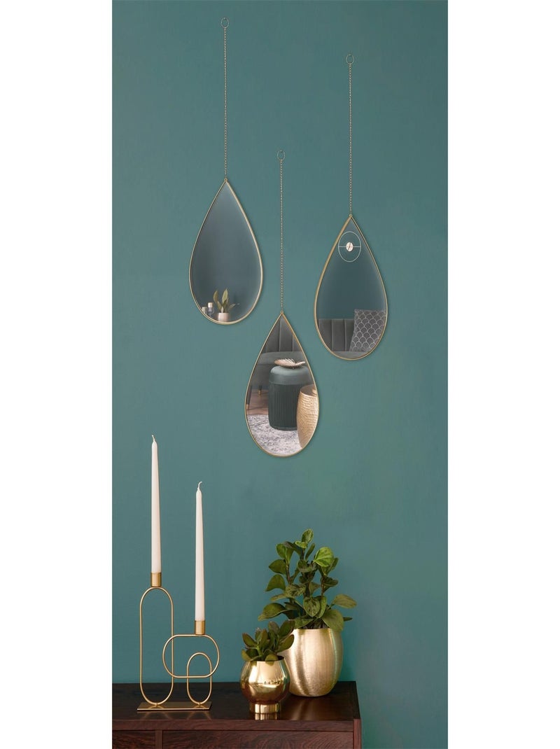Ensemble de 3 miroirs gouttes suspendus SIXTE Doré/or - Kiabi