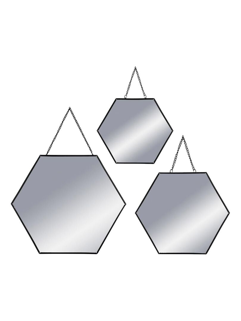 Ensemble de 3 miroirs Hexa chaîne noir Noir - Kiabi